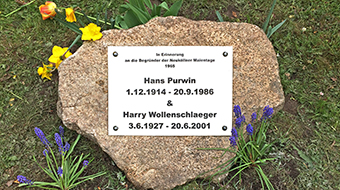 Gedenkstein zu Ehren Harry Wollenschlaeger und Purwin